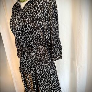 Chadwicks Black and White Circle Print Dress and Tie-Waist